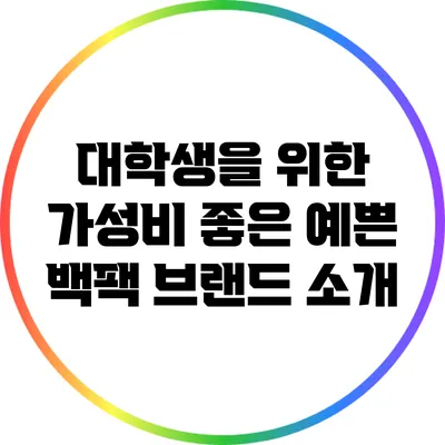 대학생을 위한 가성비 좋은 예쁜 백팩 브랜드 소개