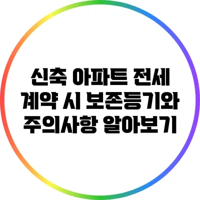 신축 아파트 전세 계약 시 보존등기와 주의사항 알아보기