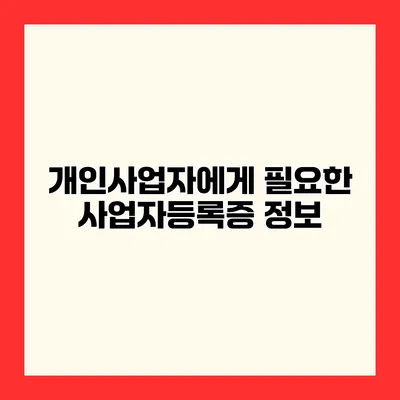 개인사업자에게 필요한 사업자등록증 정보