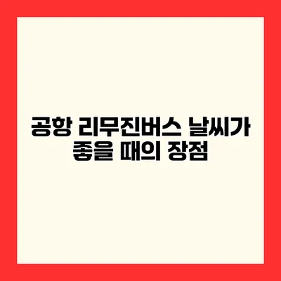 공항 리무진버스 날씨가 좋을 때의 장점