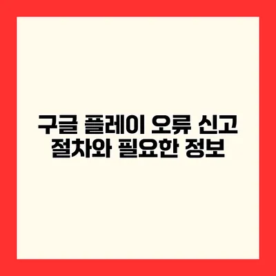 구글 플레이 오류 신고 절차와 필요한 정보