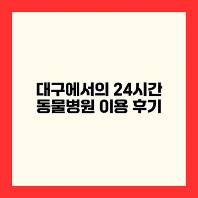 대구에서의 24시간 동물병원 이용 후기