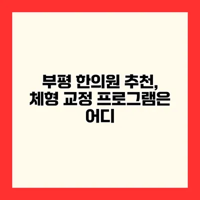부평 한의원 추천, 체형 교정 프로그램은 어디?