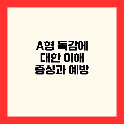 A형 독감에 대한 이해 증상과 예방