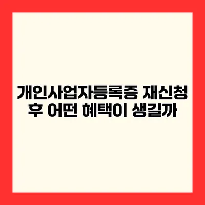 개인사업자등록증 재신청 후 어떤 혜택이 생길까?