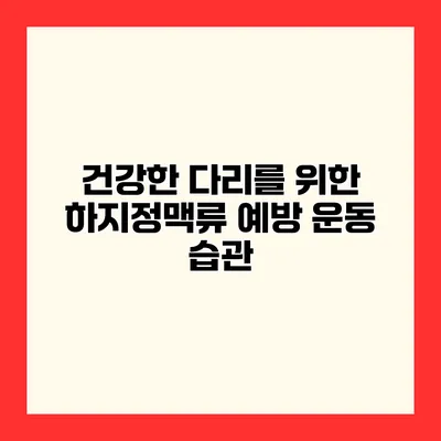 건강한 다리를 위한 하지정맥류 예방 운동 습관