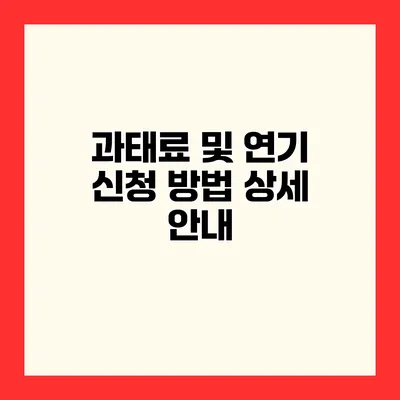 과태료 및 연기 신청 방법 상세 안내