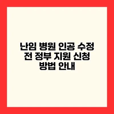 난임 병원 인공 수정 전 정부 지원 신청 방법 안내