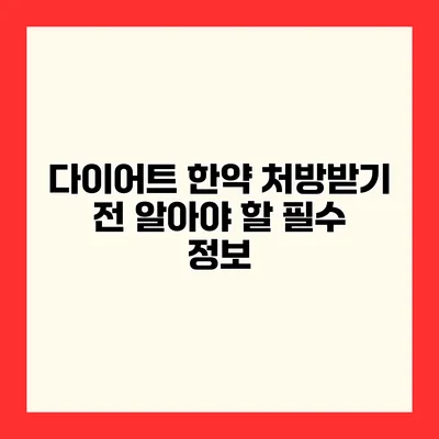 다이어트 한약 처방받기 전 알아야 할 필수 정보