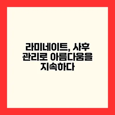 라미네이트, 사후 관리로 아름다움을 지속하다