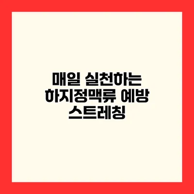 매일 실천하는 하지정맥류 예방 스트레칭