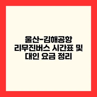 울산-김해공항 리무진버스 시간표 및 대인 요금 정리