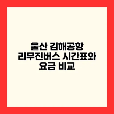 울산 김해공항 리무진버스 시간표와 요금 비교