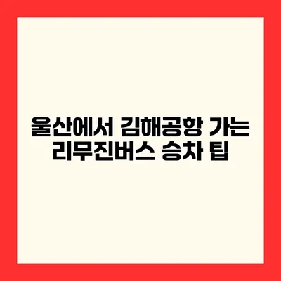울산에서 김해공항 가는 리무진버스 승차 팁