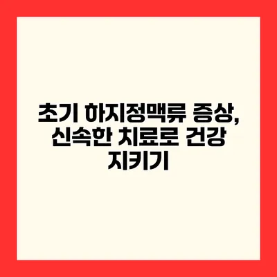 초기 하지정맥류 증상, 신속한 치료로 건강 지키기