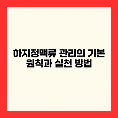 하지정맥류 관리의 기본 원칙과 실천 방법