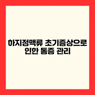 하지정맥류 초기증상으로 인한 통증 관리