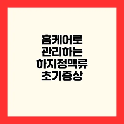 홈케어로 관리하는 하지정맥류 초기증상