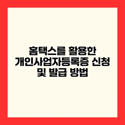 홈택스를 활용한 개인사업자등록증 신청 및 발급 방법