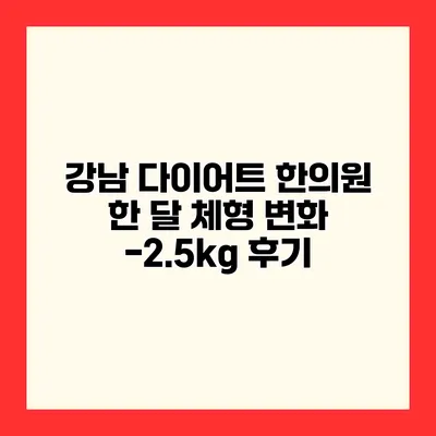 강남 다이어트 한의원 한 달 체형 변화 -2.5kg 후기