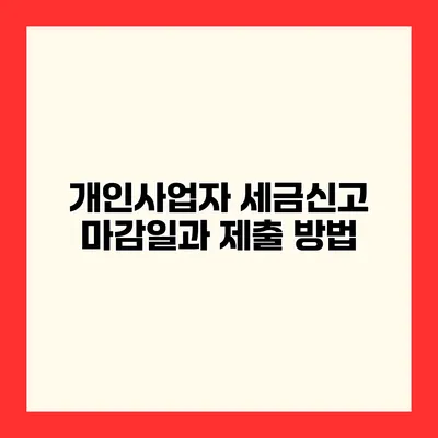 개인사업자 세금신고 마감일과 제출 방법