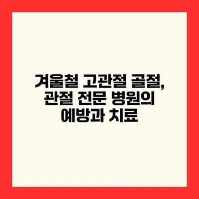 겨울철 고관절 골절, 관절 전문 병원의 예방과 치료