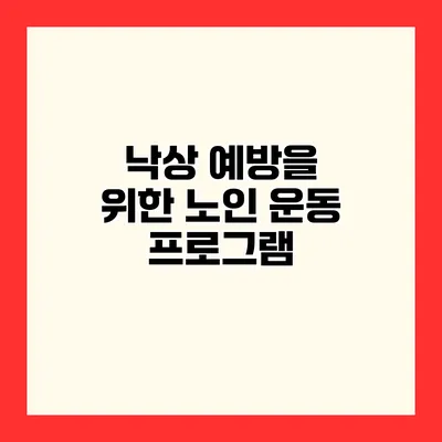 낙상 예방을 위한 노인 운동 프로그램