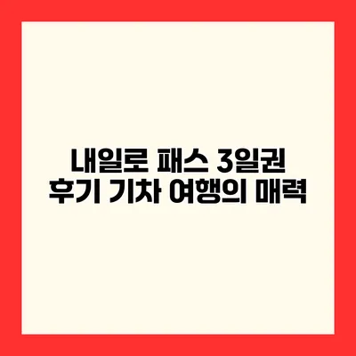 내일로 패스 3일권 후기 기차 여행의 매력