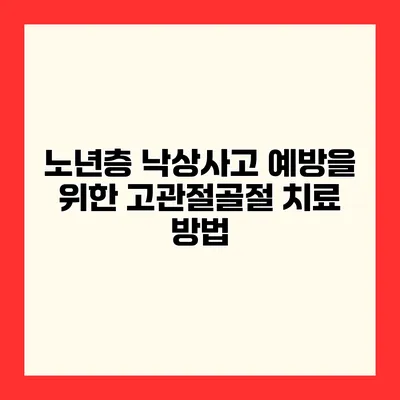 노년층 낙상사고 예방을 위한 고관절골절 치료 방법