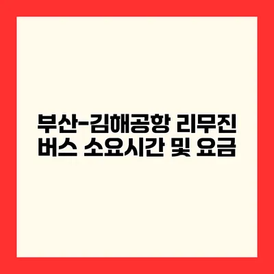 부산-김해공항 리무진 버스 소요시간 및 요금