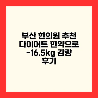 부산 한의원 추천 다이어트 한약으로 -16.5kg 감량 후기