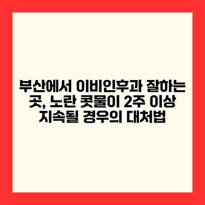 부산에서 이비인후과 잘하는 곳, 노란 콧물이 2주 이상 지속될 경우의 대처법