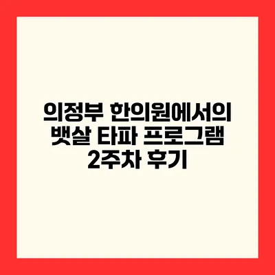 의정부 한의원에서의 뱃살 타파 프로그램 2주차 후기