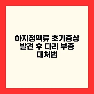 하지정맥류 초기증상 발견 후 다리 부종 대처법