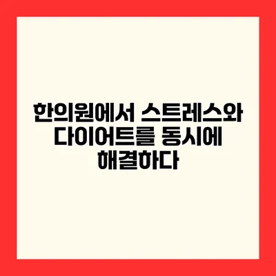 한의원에서 스트레스와 다이어트를 동시에 해결하다
