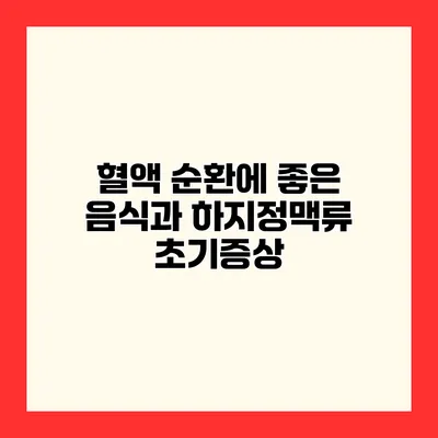 혈액 순환에 좋은 음식과 하지정맥류 초기증상