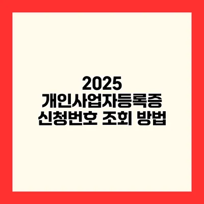 2025 개인사업자등록증 신청번호 조회 방법