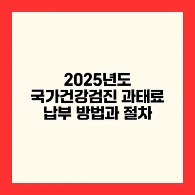 2025년도 국가건강검진 과태료 납부 방법과 절차