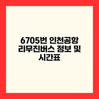 6705번 인천공항 리무진버스 정보 및 시간표