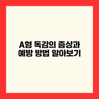 A형 독감의 증상과 예방 방법 알아보기