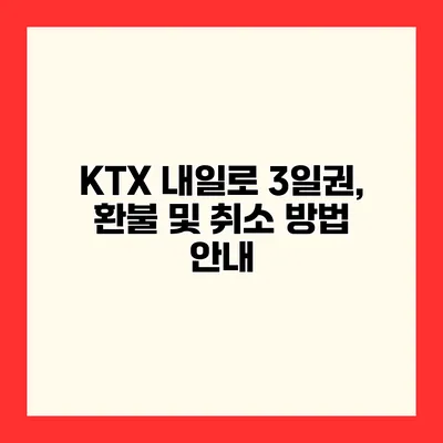 KTX 내일로 3일권, 환불 및 취소 방법 안내