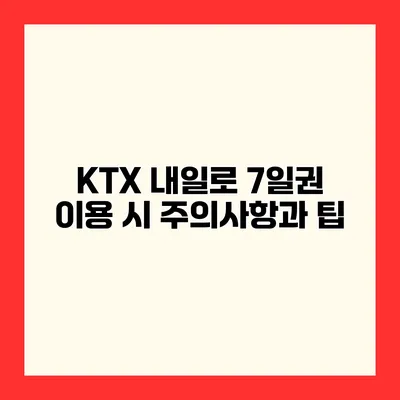 KTX 내일로 7일권 이용 시 주의사항과 팁