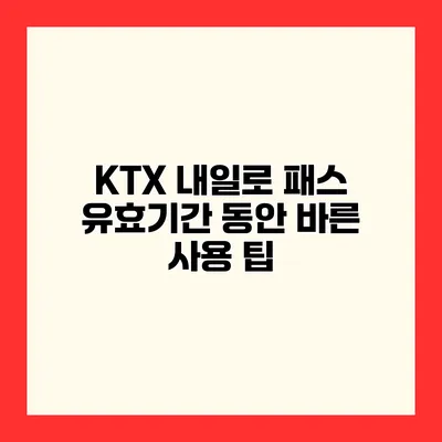 KTX 내일로 패스 유효기간 동안 바른 사용 팁