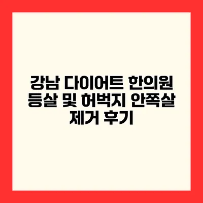 강남 다이어트 한의원 등살 및 허벅지 안쪽살 제거 후기