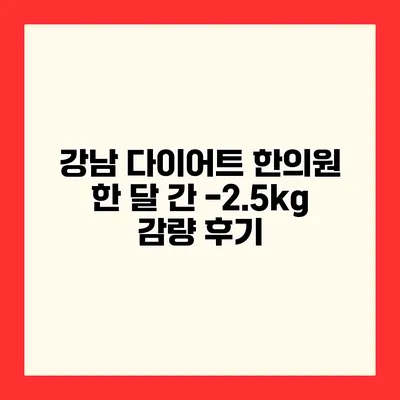 강남 다이어트 한의원 한 달 간 -2.5kg 감량 후기