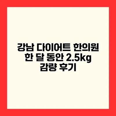 강남 다이어트 한의원 한 달 동안 2.5kg 감량 후기