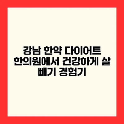 강남 한약 다이어트 한의원에서 건강하게 살 빼기 경험기