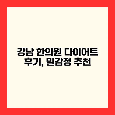 강남 한의원 다이어트 후기, 밀감정 추천