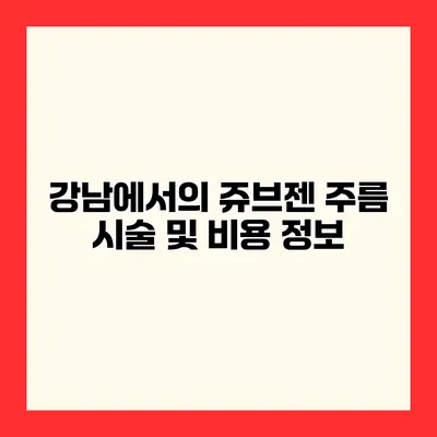 강남에서의 쥬브젠 주름 시술 및 비용 정보