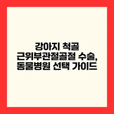 강아지 척골 근위부관절골절 수술, 동물병원 선택 가이드